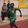 (photo by Chris Fee KROX Radio/www.kroxam.com)
Dereon Dadeah running in the anchor position during the Boys 4x200 Meter Relay at Concordia College. The Green Wave placed second in the race.