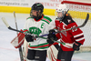 (Photo by Bruce Brierley/)
November 16, 2023 - EGF senior Maggey Plante (11) and  Detroit Lakes senior Haley Stattelman (15) battle for position in front of the Detroit Lakes net.